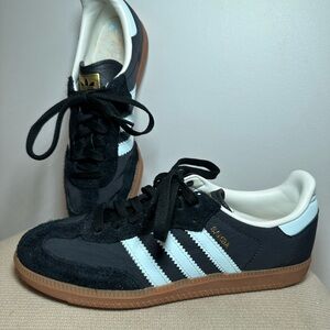 adidas Originals Samba OG sneakers in black and light blue